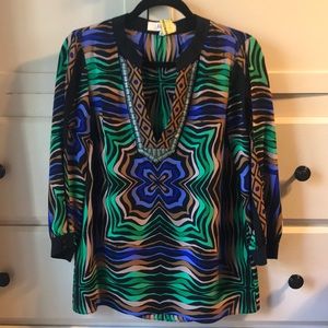 Tibi size 6 silk print top.